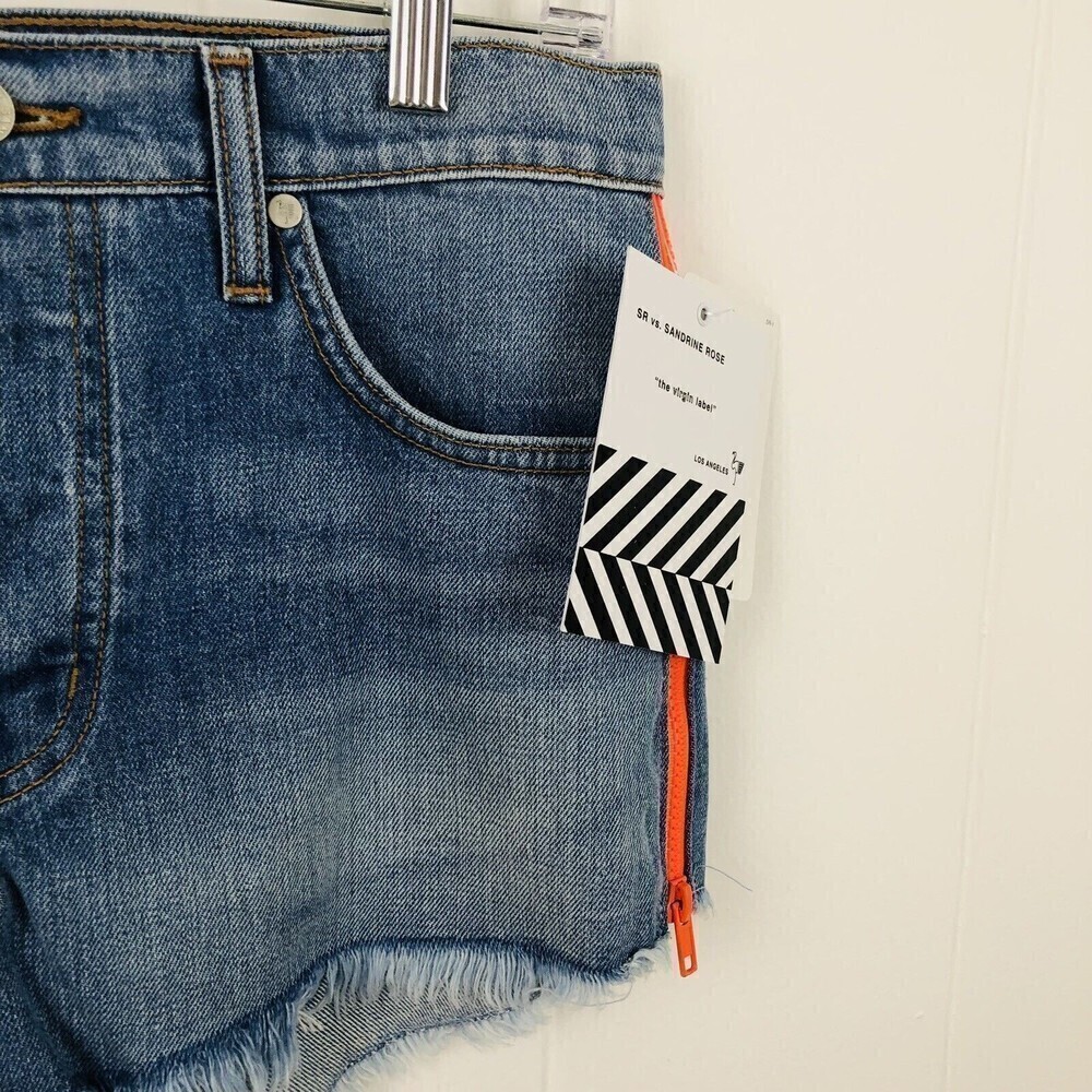Free People Blue Jean Shorts with Orange Accents - Picture 5 of 11